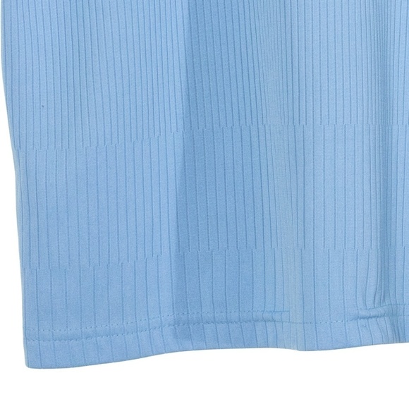 Anchor Blue Ribbed Shirt Baby Blue Medium 90s Fitted Eurotrash Classic - Picture 6 of 11